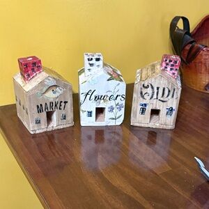 Rustic Decorative Wooden Houses Set